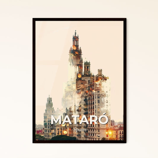 Mataró Cityscape: Iconic Architecture in Vibrant Art - A city skyline with a tall building