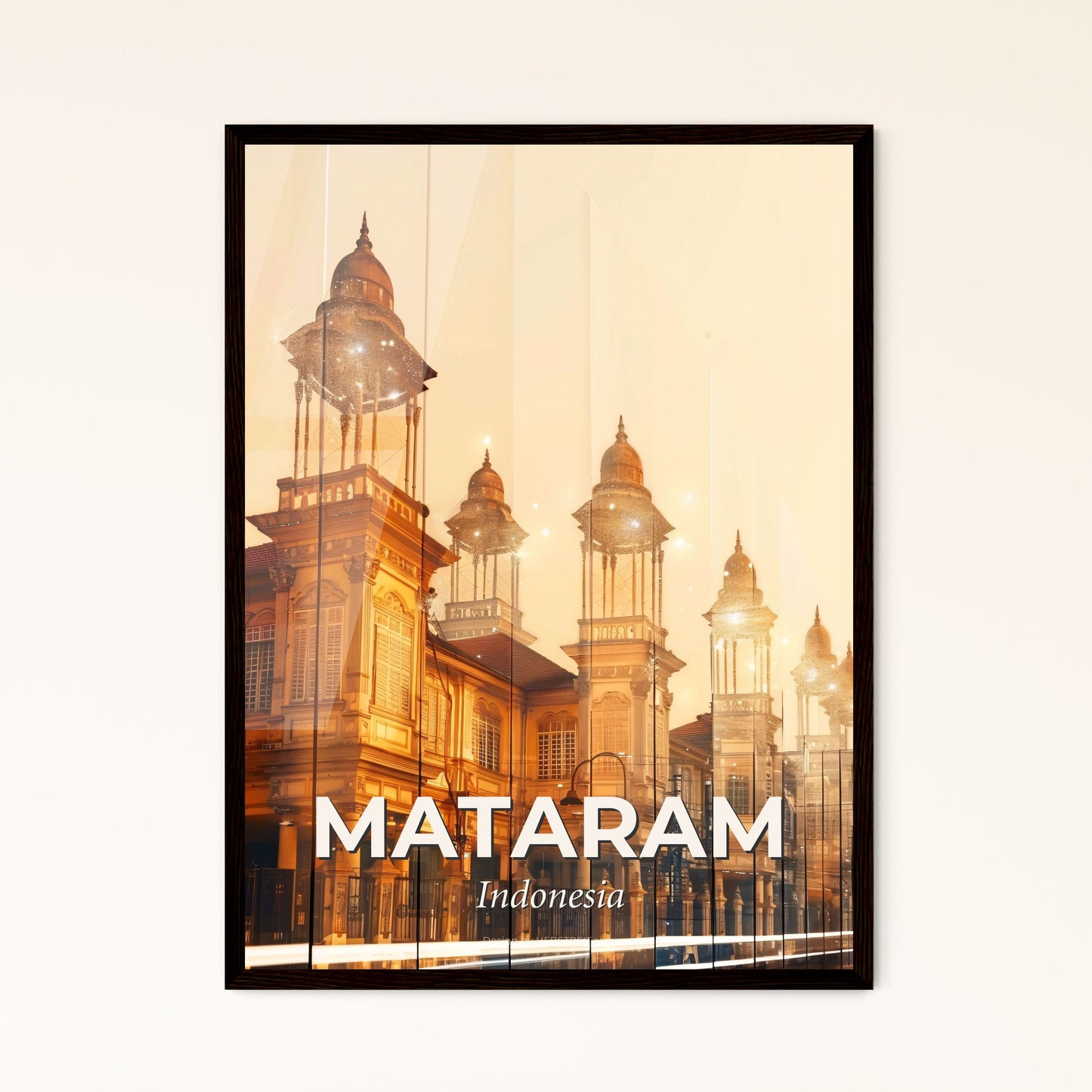 Mataram Skyline Artwork with Local Architecture - A building with towers and lights