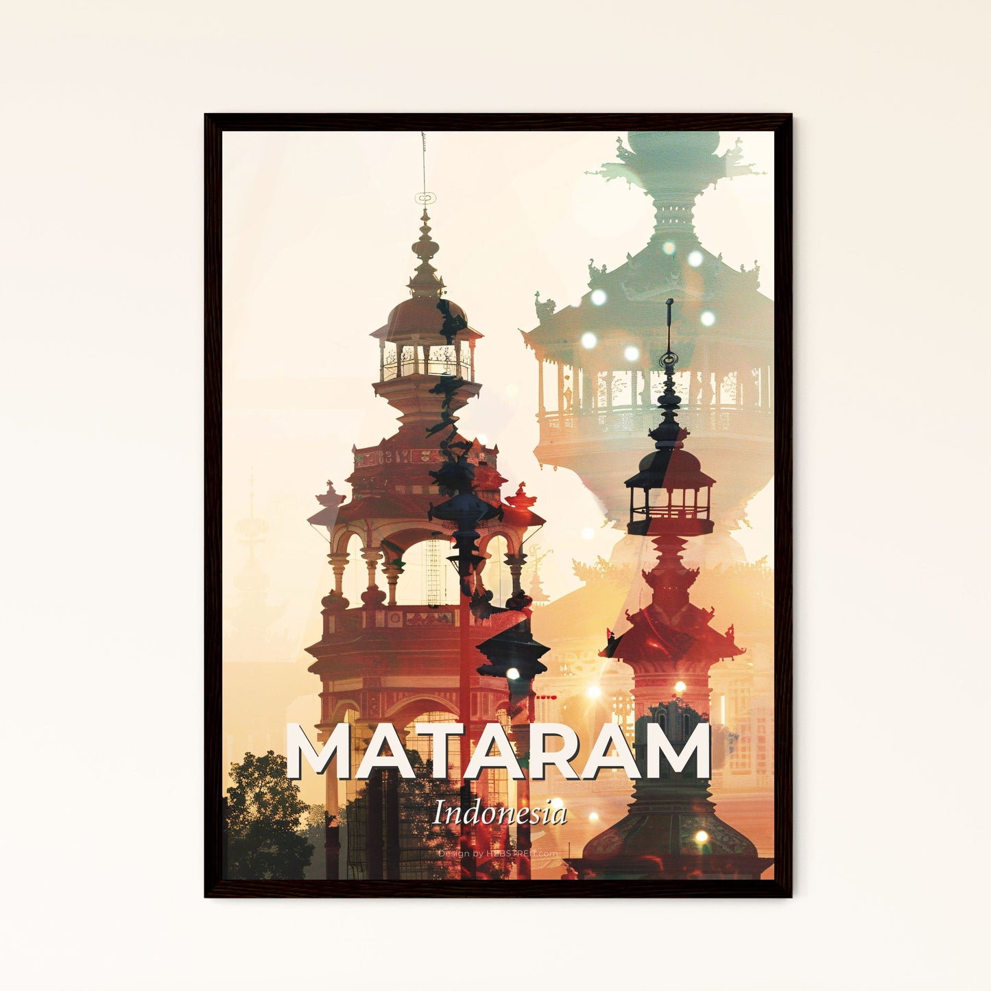 Mataram City Double Exposure Skyline Poster Art - A multiple exposure of a building