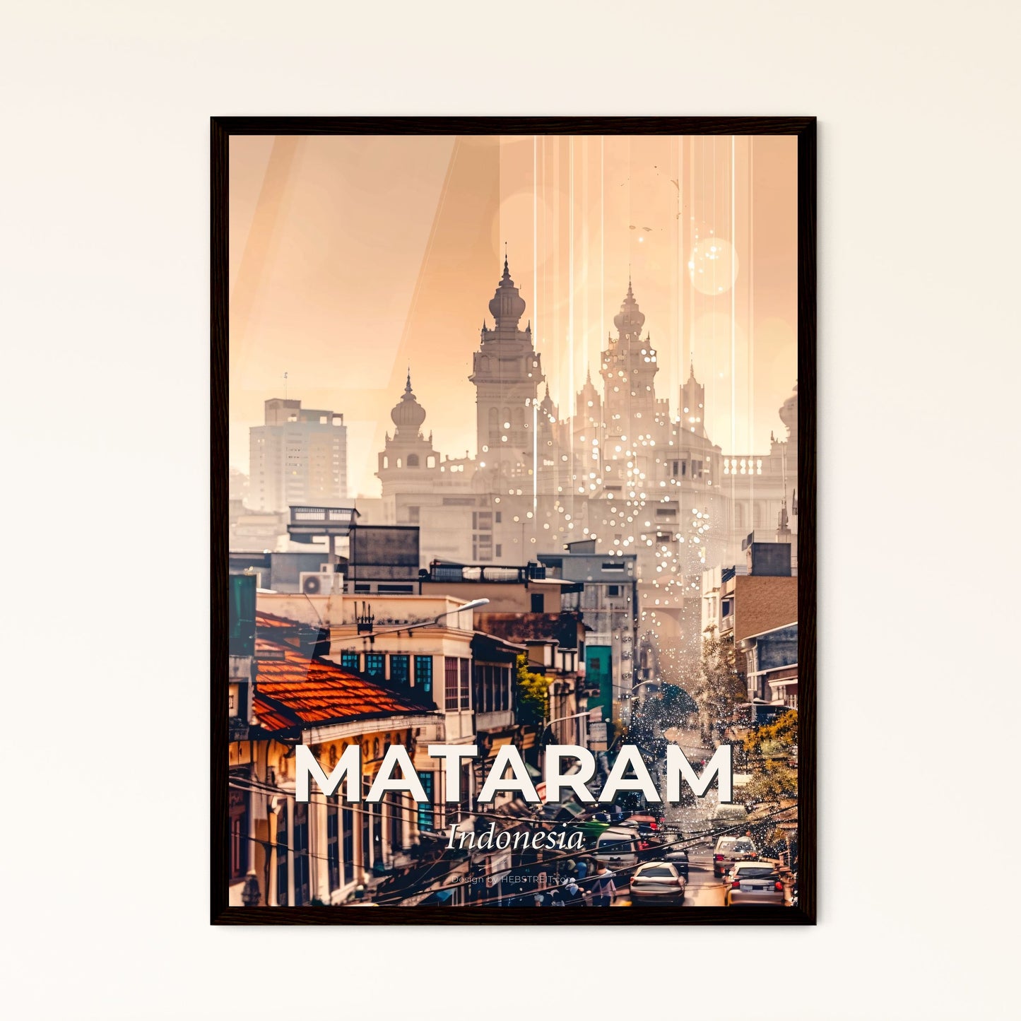 Mataram, Indonesia Skyline Poster Marvel - A city with buildings and a street