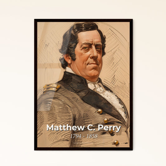 Elegant Portrait of Commodore Matthew C. Perry Framed Print