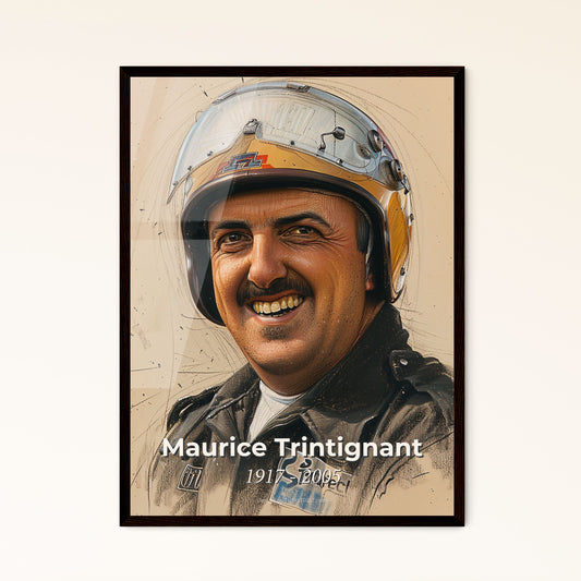 Celebrating Maurice Trintignant: Iconic French Racing Legend - Elegant Contemporary Art Print with Dynamic Lines and Subtle Hues