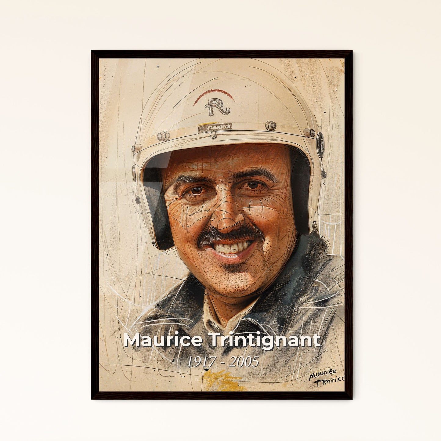 Captivating Portrait of Maurice Trintignant: A Dynamic Tribute to the First French F1 Champion - Perfect for Home Décor