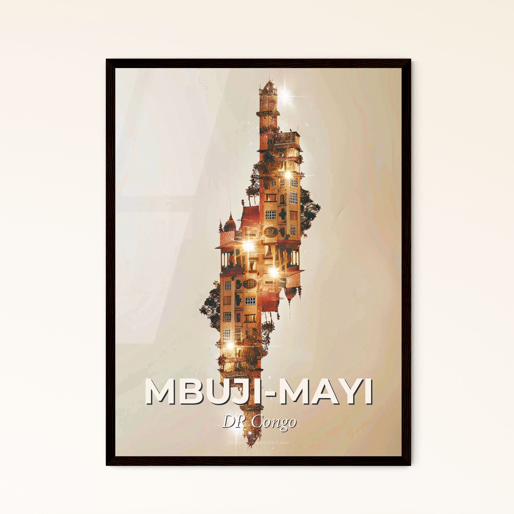 Mbuji-Mayi Metropolis Skyline Canvas Art - A building with trees and lights