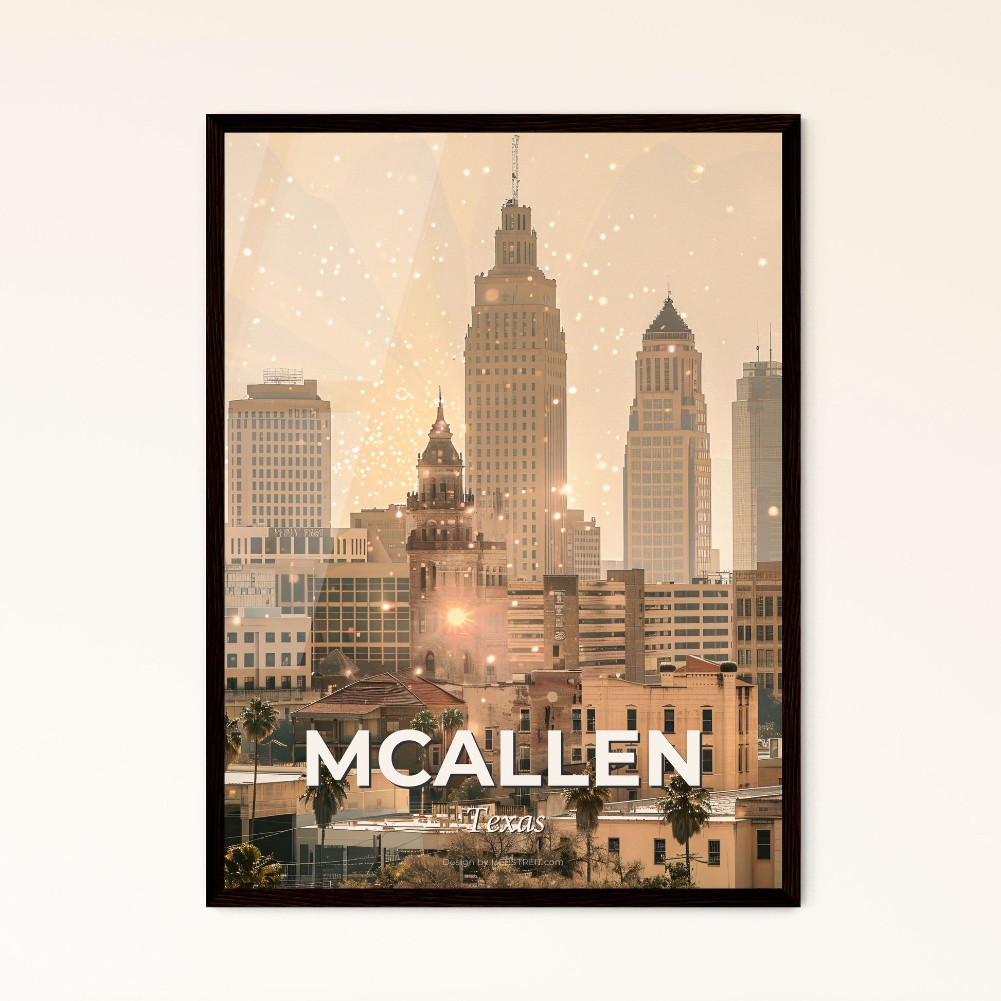 McAllen Texas Cityscape Poster Art - A city skyline with many tall buildings