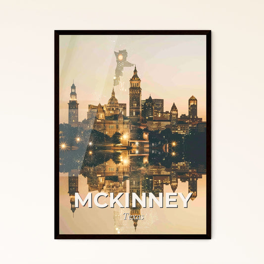 McKinney Skyline: Blending City and Charm - A city with a reflection of a plane