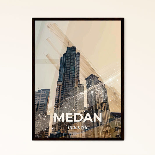 Medan Skyline Art: Local Icons in a Dazzling Display - A city skyline with many tall buildings