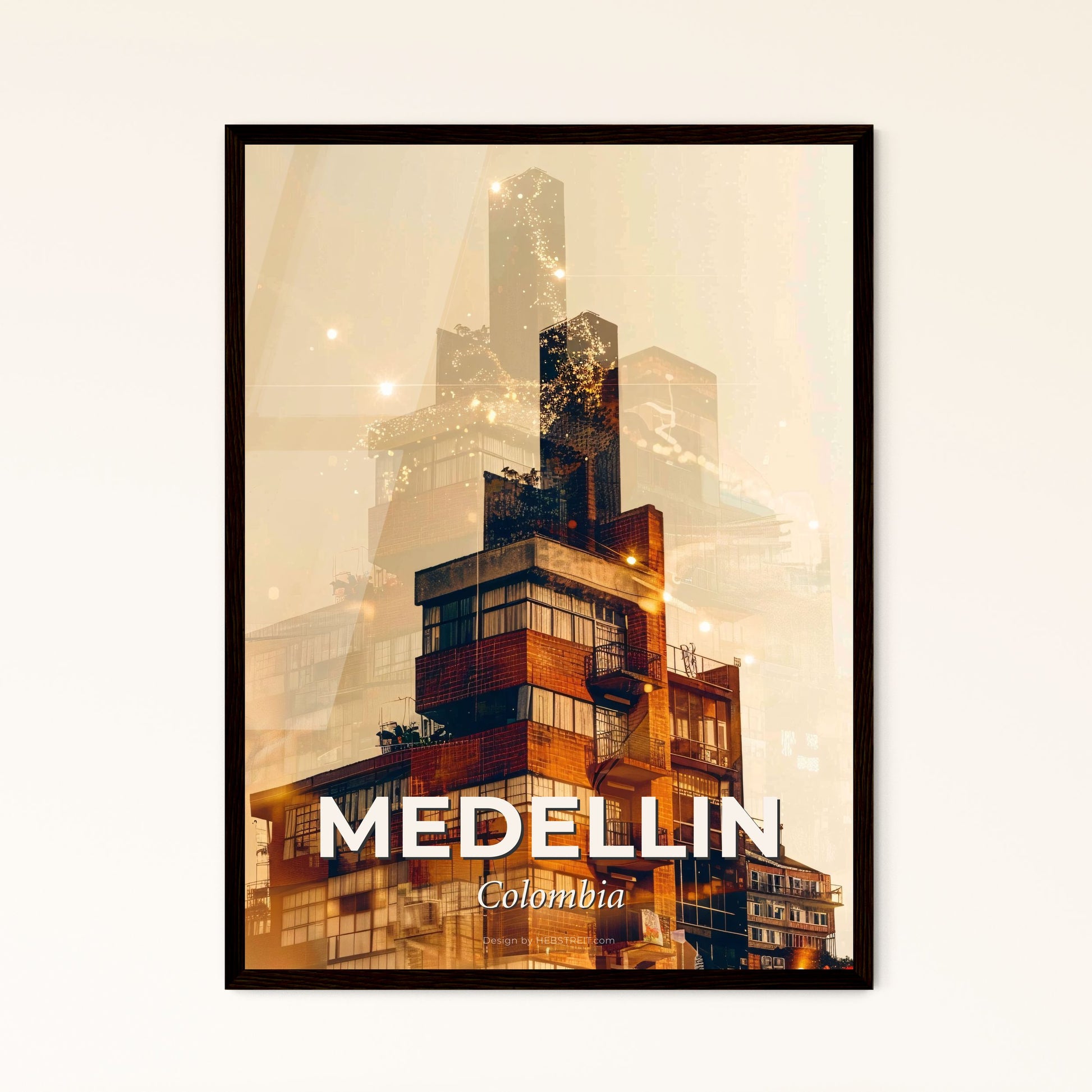 Medellin Skyline Cityscape Poster Artwork - A building with many windows