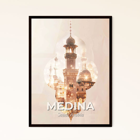 Medina Skyline Double Exposure Art Poster - A large building with a tower and domes