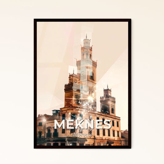 Meknes: Double Exposure Art With City Architecture - A building with a tower