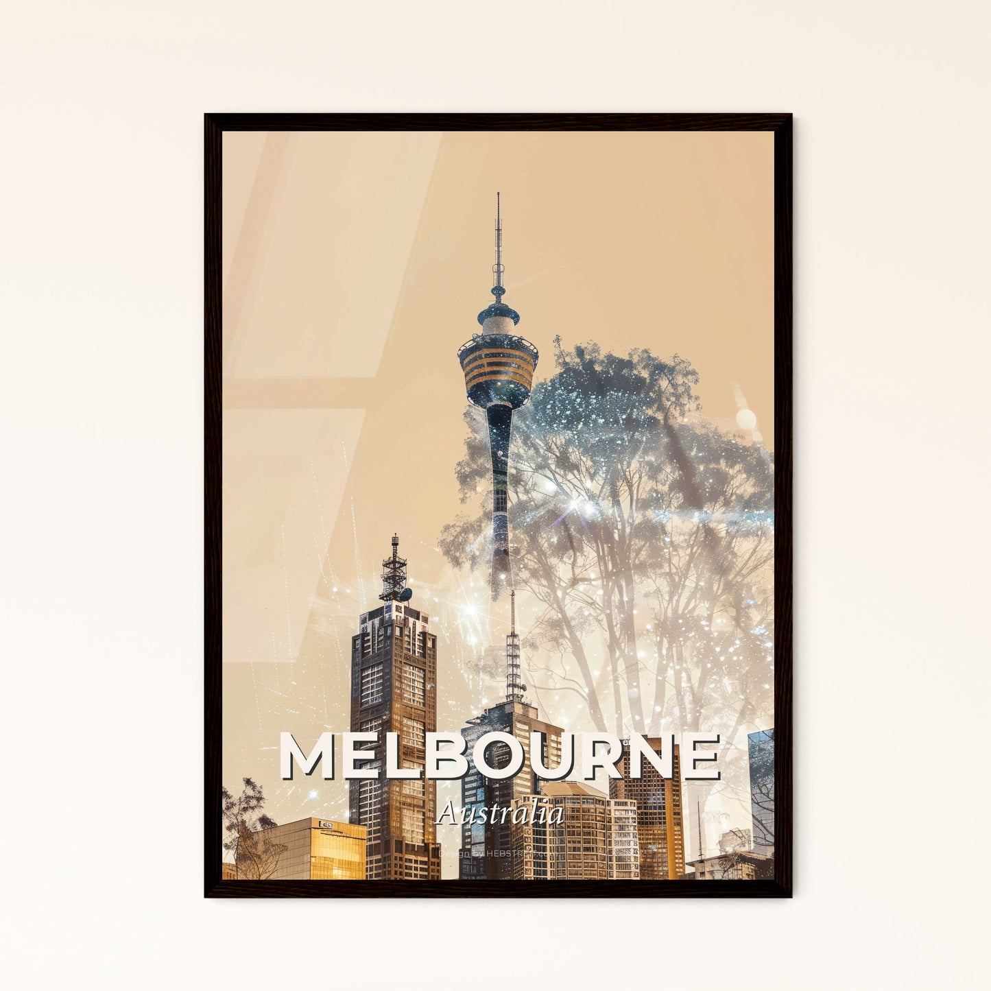 Melbourne Skyline Composite Art Cityscape Artwork - A tall buildings with fireworks