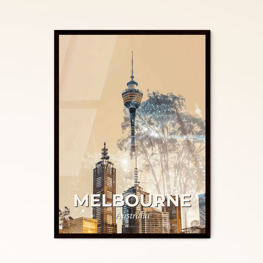 Melbourne Skyline Composite Art Cityscape Artwork - A tall buildings with fireworks