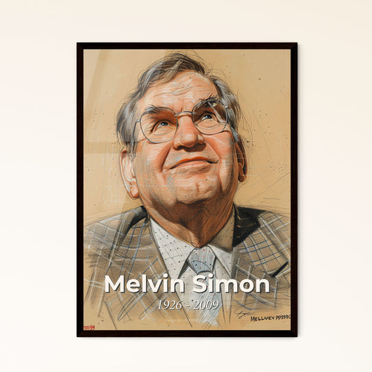 Elegant Portrait of Melvin Simon: Celebrated Real Estate Visionary - Contemporary Art Print for Home Decor, Framed or Aluminum