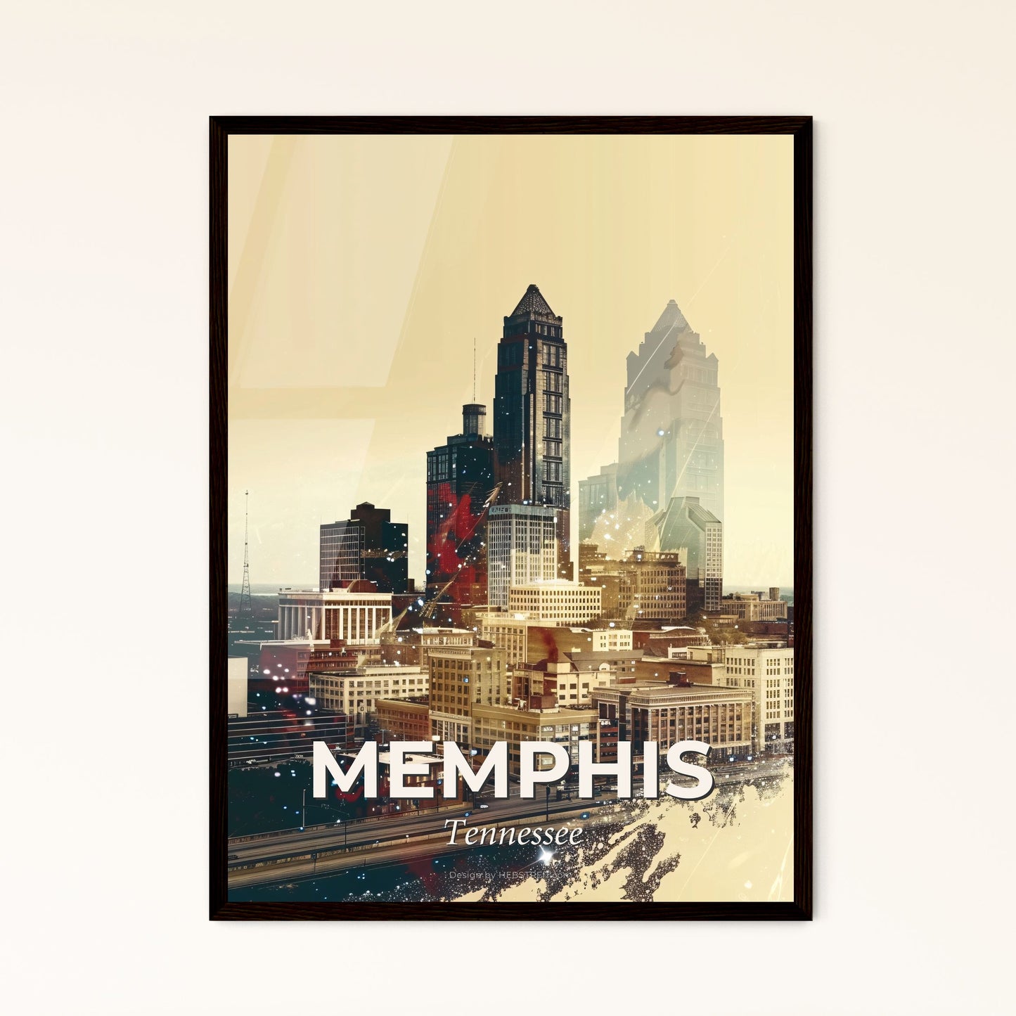 Memphis, Tennessee: City Architecture Print Poster - A city skyline with many tall buildings