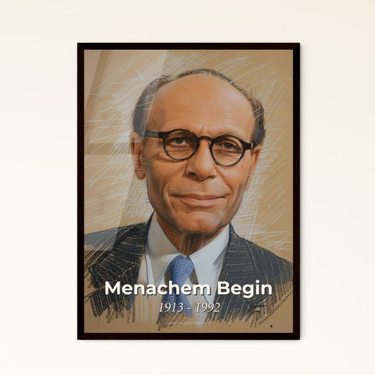 Menachem Begin: Iconic Portrait of an Israeli Leader - Elegant Contemporary Art Print for Home Decor or Special Gifts