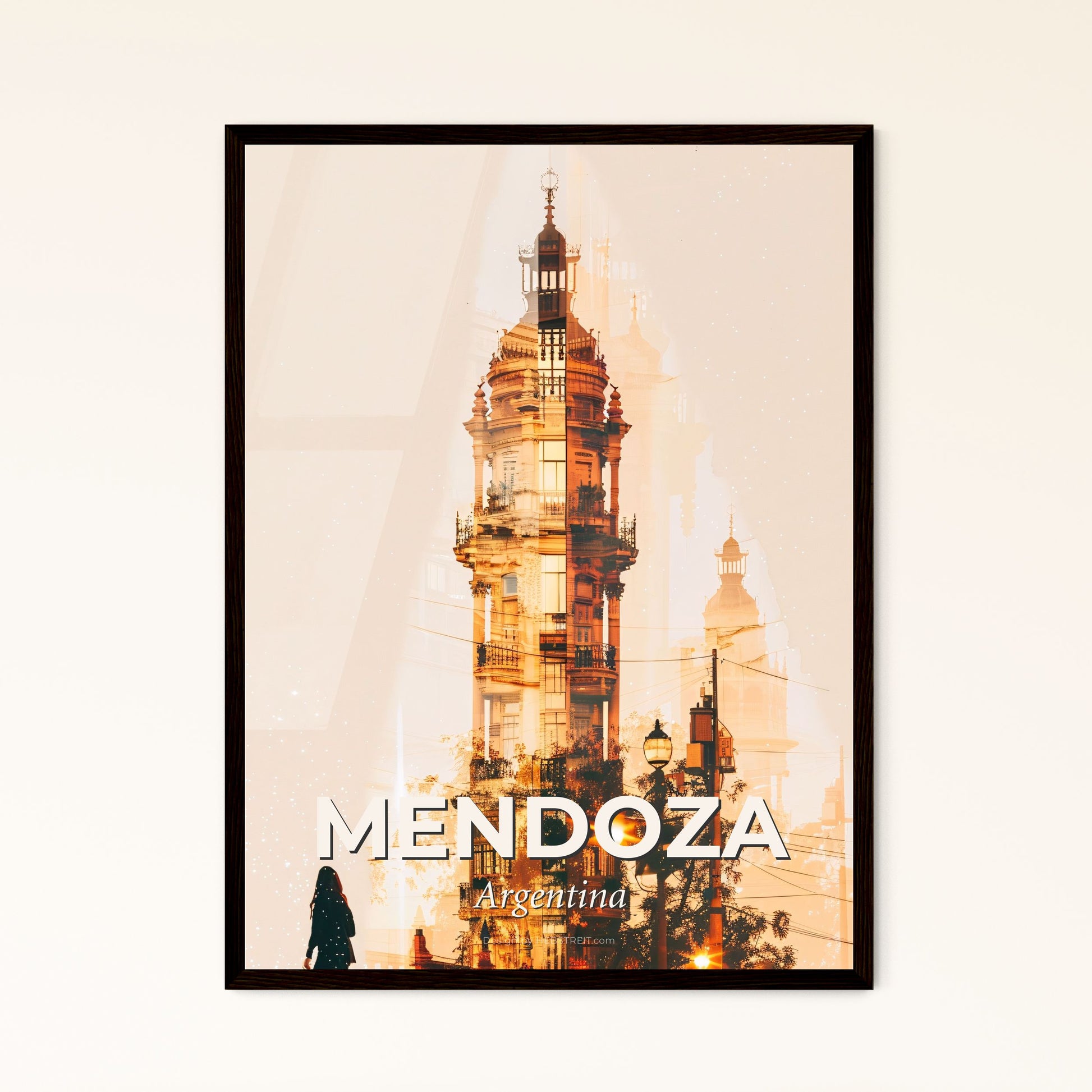 Mendoza City Skyline Double Exposure Art Poster - A double exposure of a building