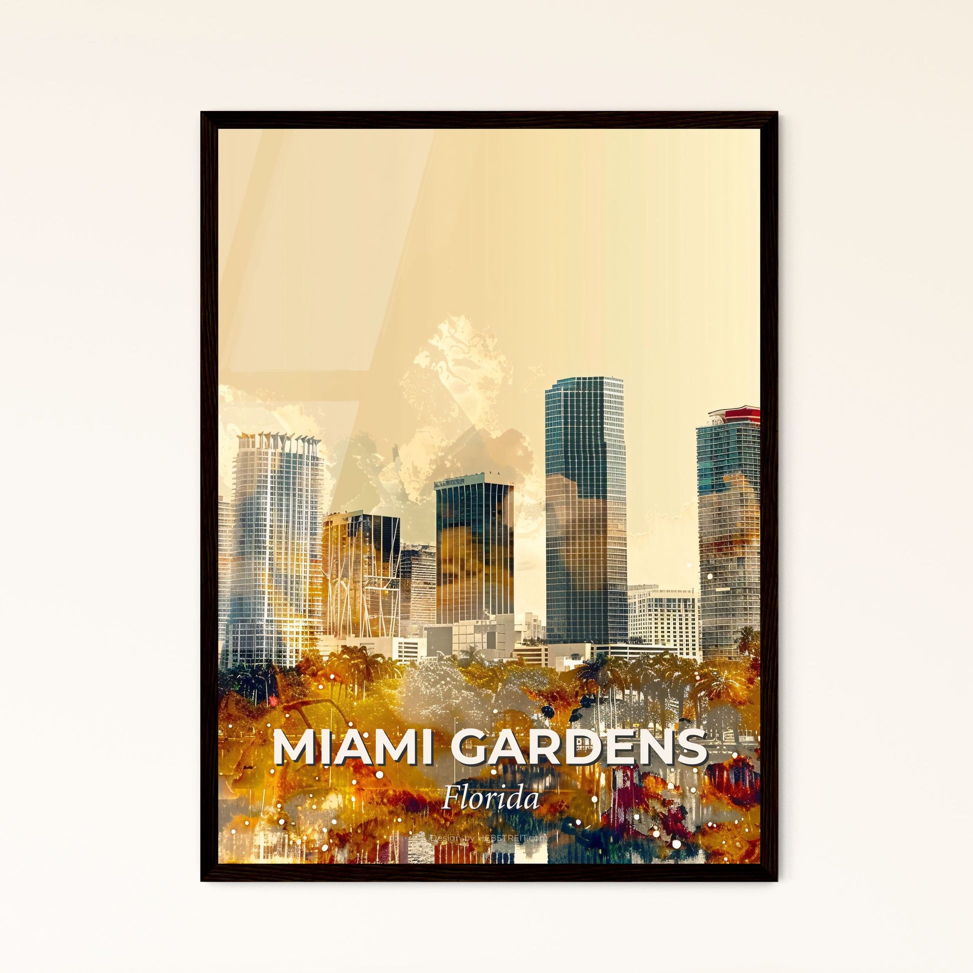 Miami Gardens City Skyline Poster, Local Architecture - A city skyline with tall buildings