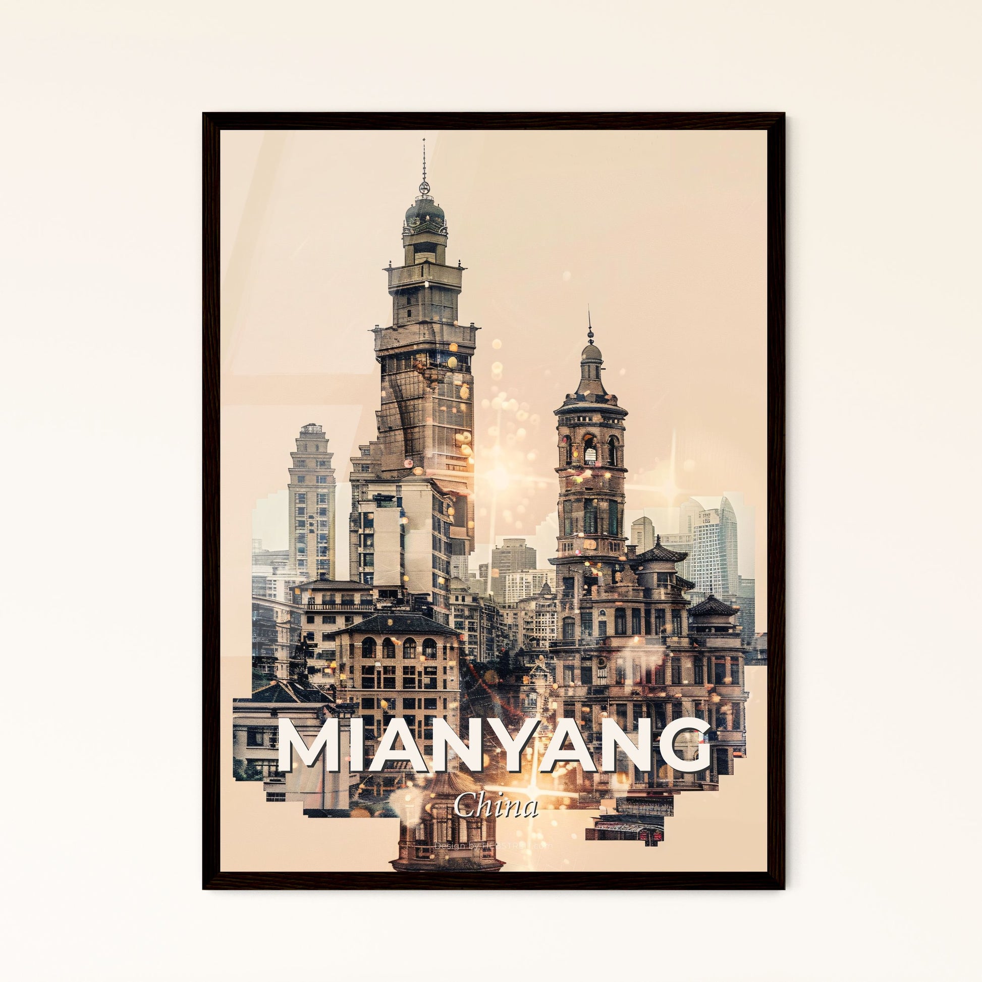 Mianyang Skylight Composite Art Poster - A city with many towers