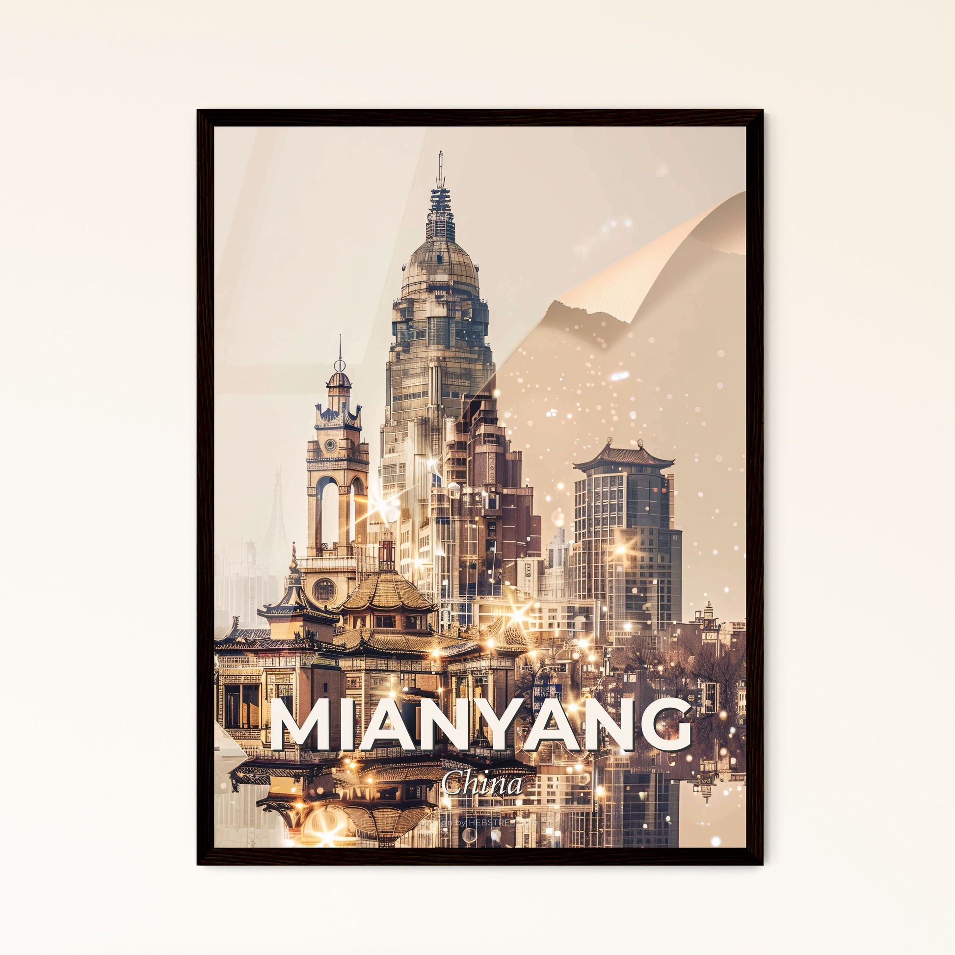 Mianyang, China: Skyline Artwork with Local Charm - A city with a large building