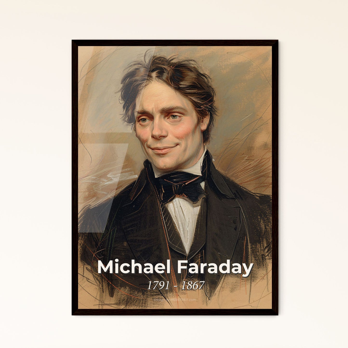 Elegant Contemporary Portrait of Michael Faraday: A Dynamic Tribute to the Visionary Scientist in Vibrant Hues & Unique Perspective