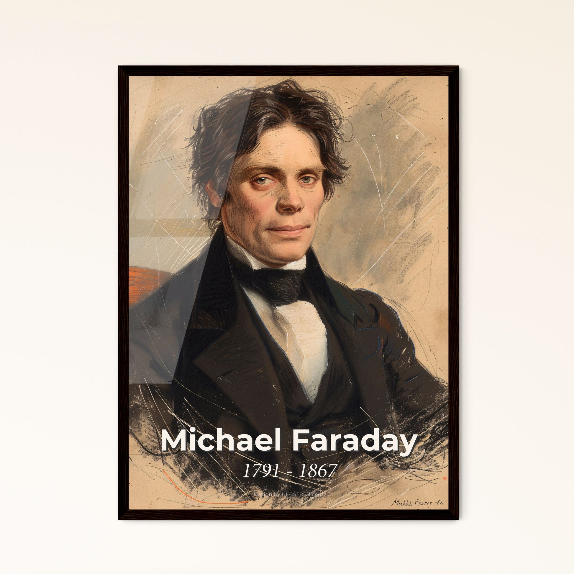 Elegant Portrait of Michael Faraday: A Contemporary Art Tribute to the Pioneer of Electromagnetism – Perfect for Home Décor