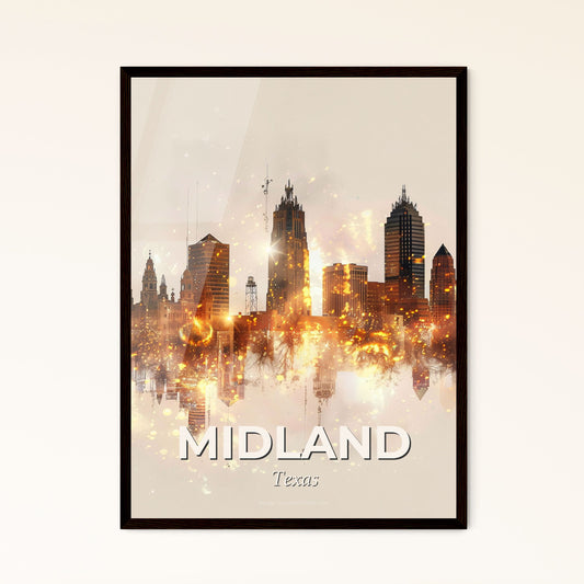 Midland Cityscape Art: Local Hues, Sparkling Night - A city skyline with lights