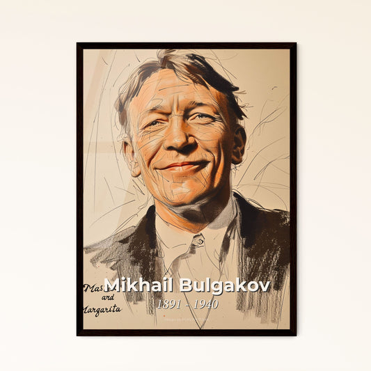 Captivating Portrait of Mikhail Bulgakov: A Contemporary Art Tribute in Elegant Hues - Perfect for Home Decor and Gifting