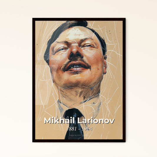 Dynamic Rayonism Portrait of Mikhail Larionov – Vibrant Contemporary Art Print for Elegant Home Decor & Unique Gifts