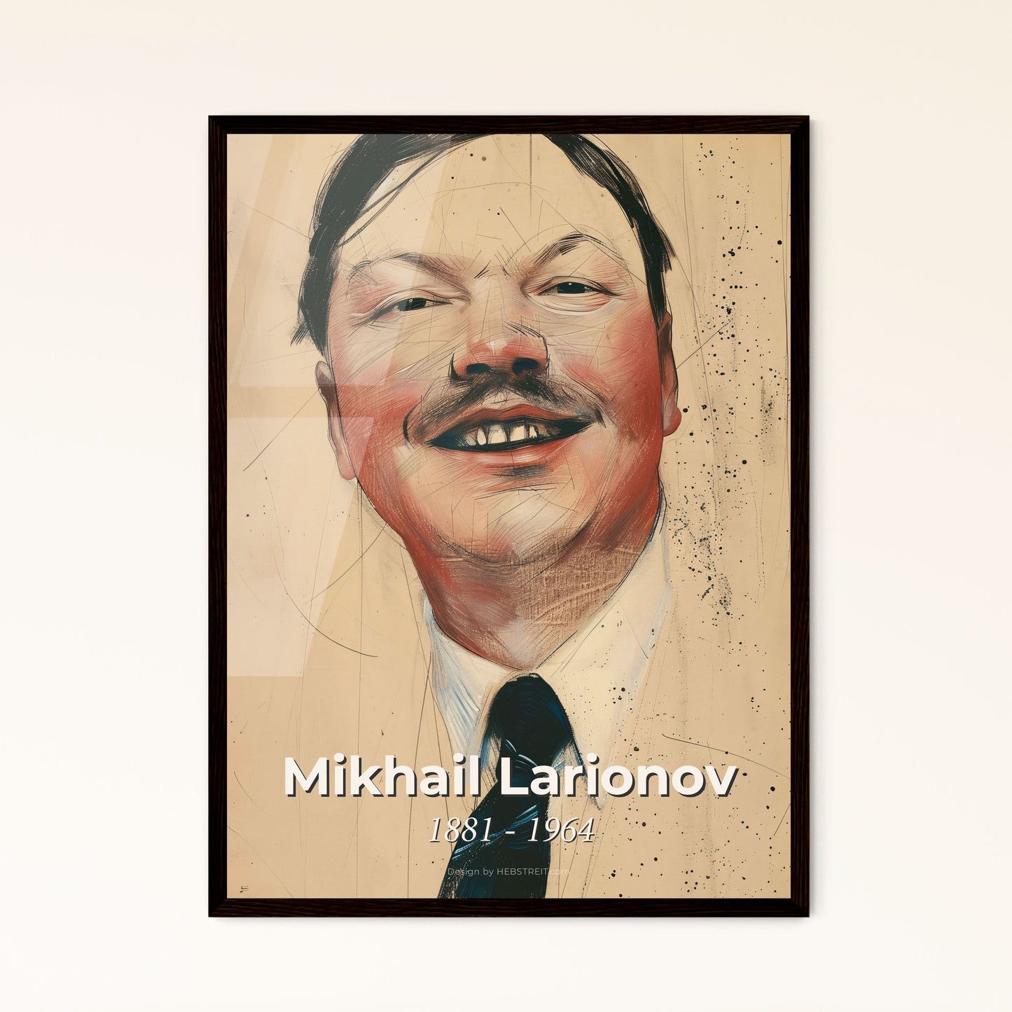 Captivating Rayonism Portrait of Mikhail Larionov: Dynamic Lines & Sensual Gesture - Elegant Art for Home Décor & Gifts