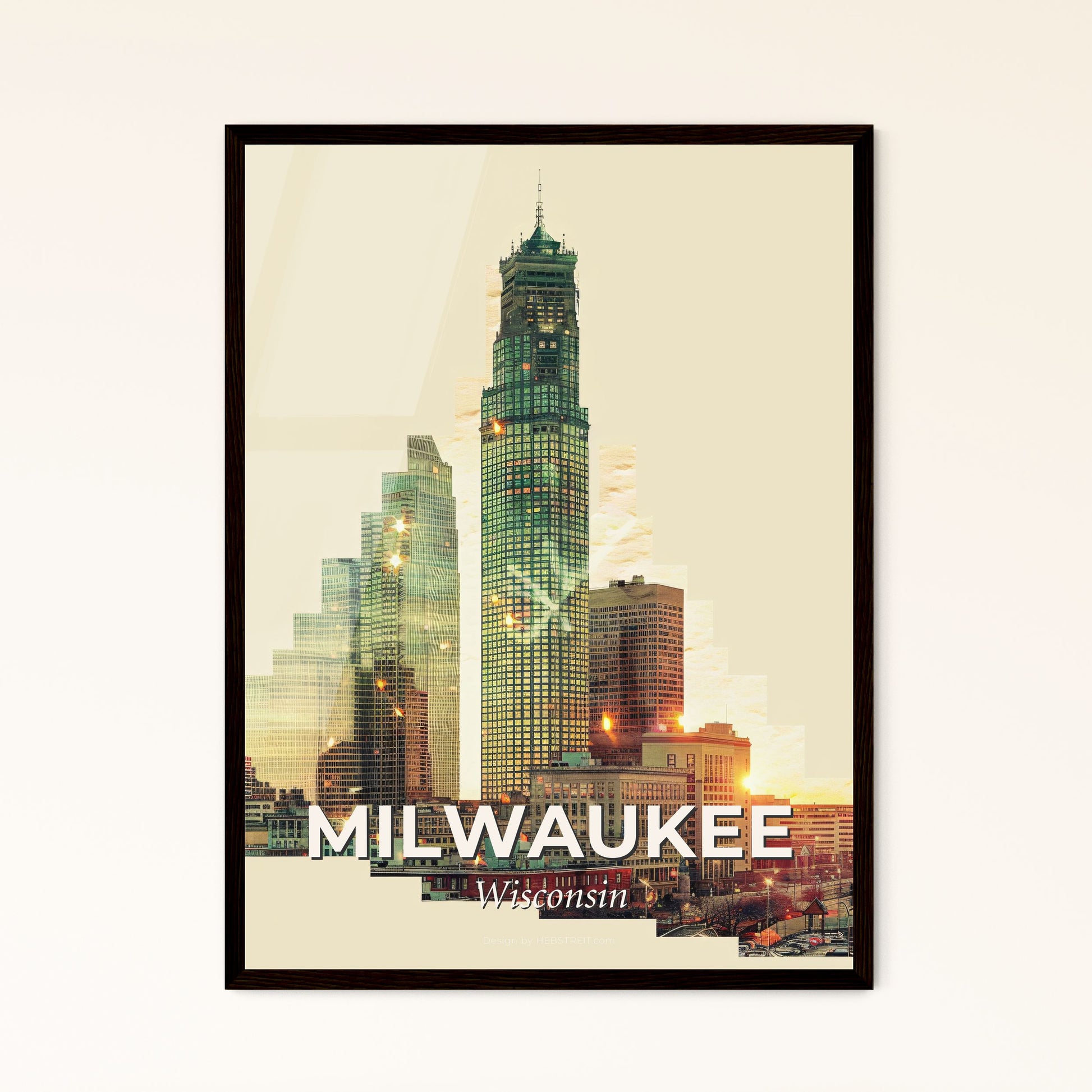 Milwaukee, Wisconsin: Skyline City Sparkle - A city skyline with many tall buildings