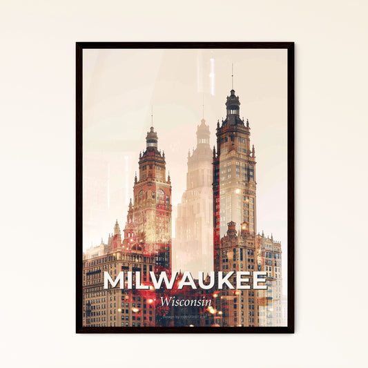 Milwaukee Skyline Serenity Poster Artwork - A double exposure of a city