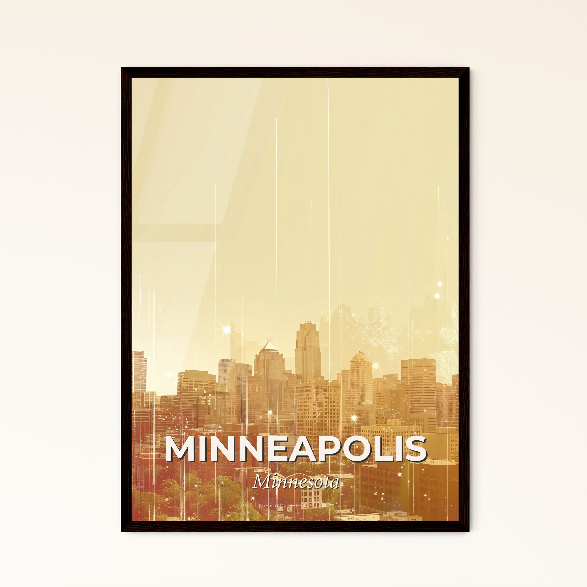 Minneapolis Skyline Cityscape Double Exposure Poster - A city skyline with many tall buildings