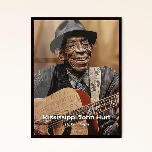 Elegant Tribute to Mississippi John Hurt: Vibrant Contemporary Portrait of a Blues Legend in Unique Artistic Expression