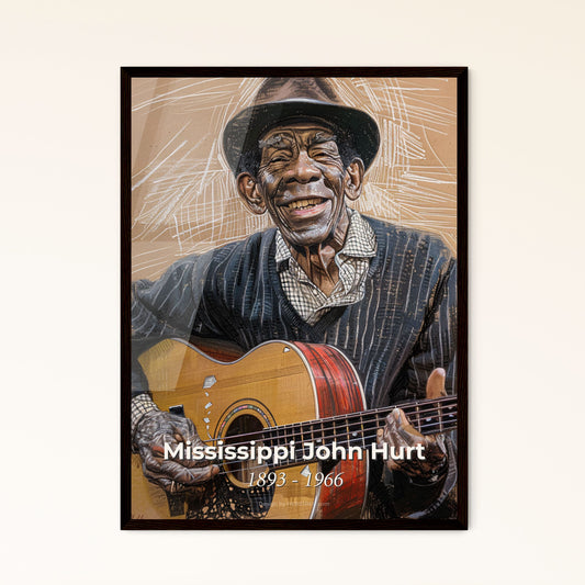 Elegant Portrait of Mississippi John Hurt: A Harmonious Blend of Contemporary Art and Blues Legacy in Stunning High-Resolution Print