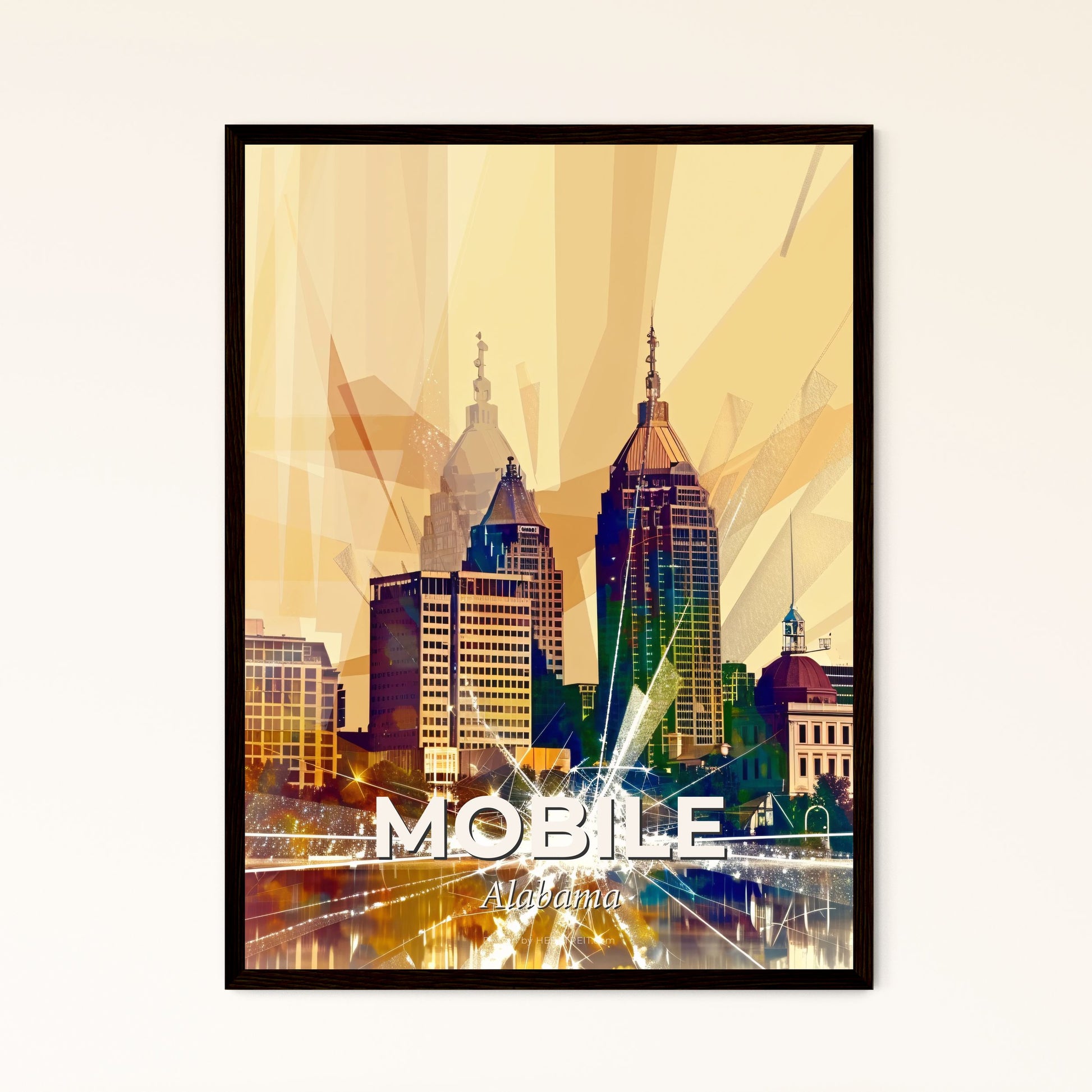 Mobile City Skyline Composite Poster Art - A city skyline with many tall buildings