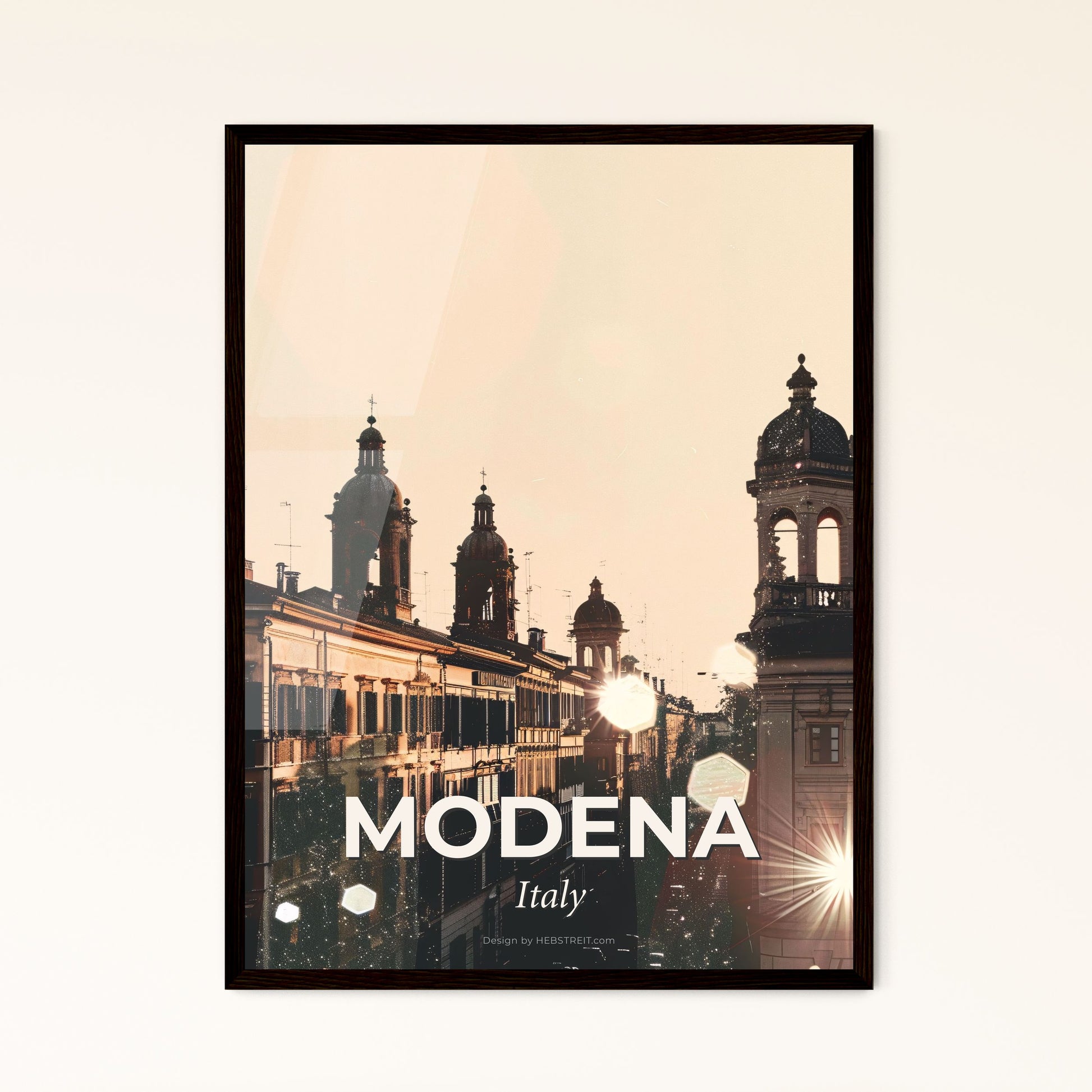 Modena Cityscape Night Composite Art - A group of buildings with towers