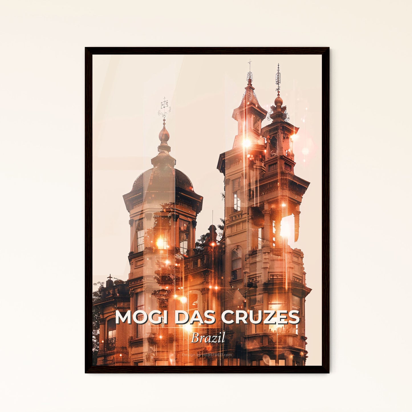 Mogi das Cruzes: Local Landmarks in Composite Art - A building with towers and lights