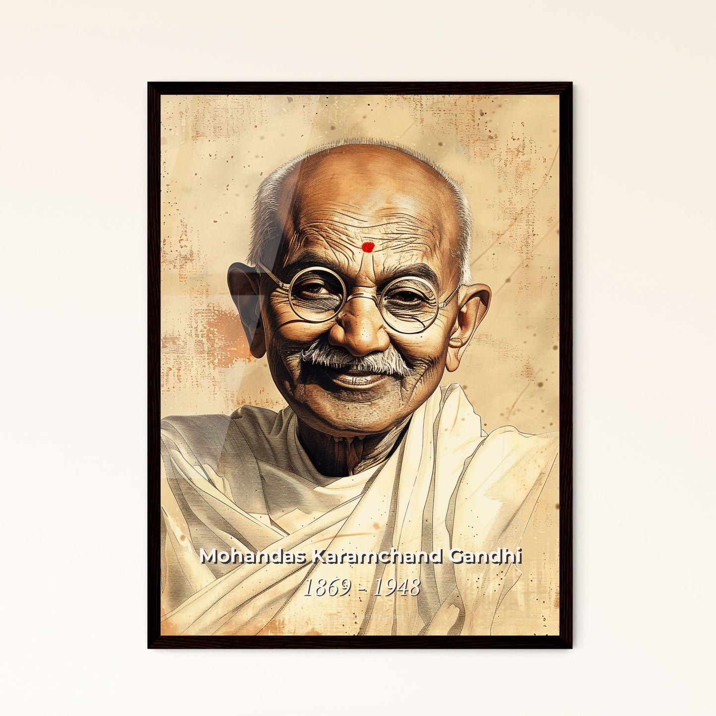 Radiant Portrait of Gandhi - Framed Art Print