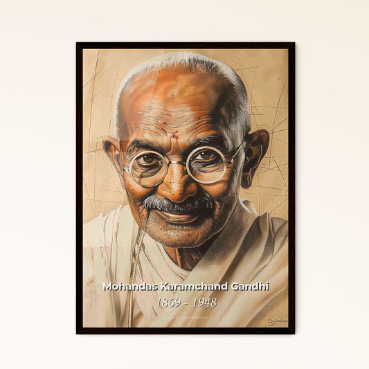 Empowered Serenity: A Stunning Modern Portrait of Gandhi - Embrace Non-Violence in Your Home Decor with Exquisite Artistry