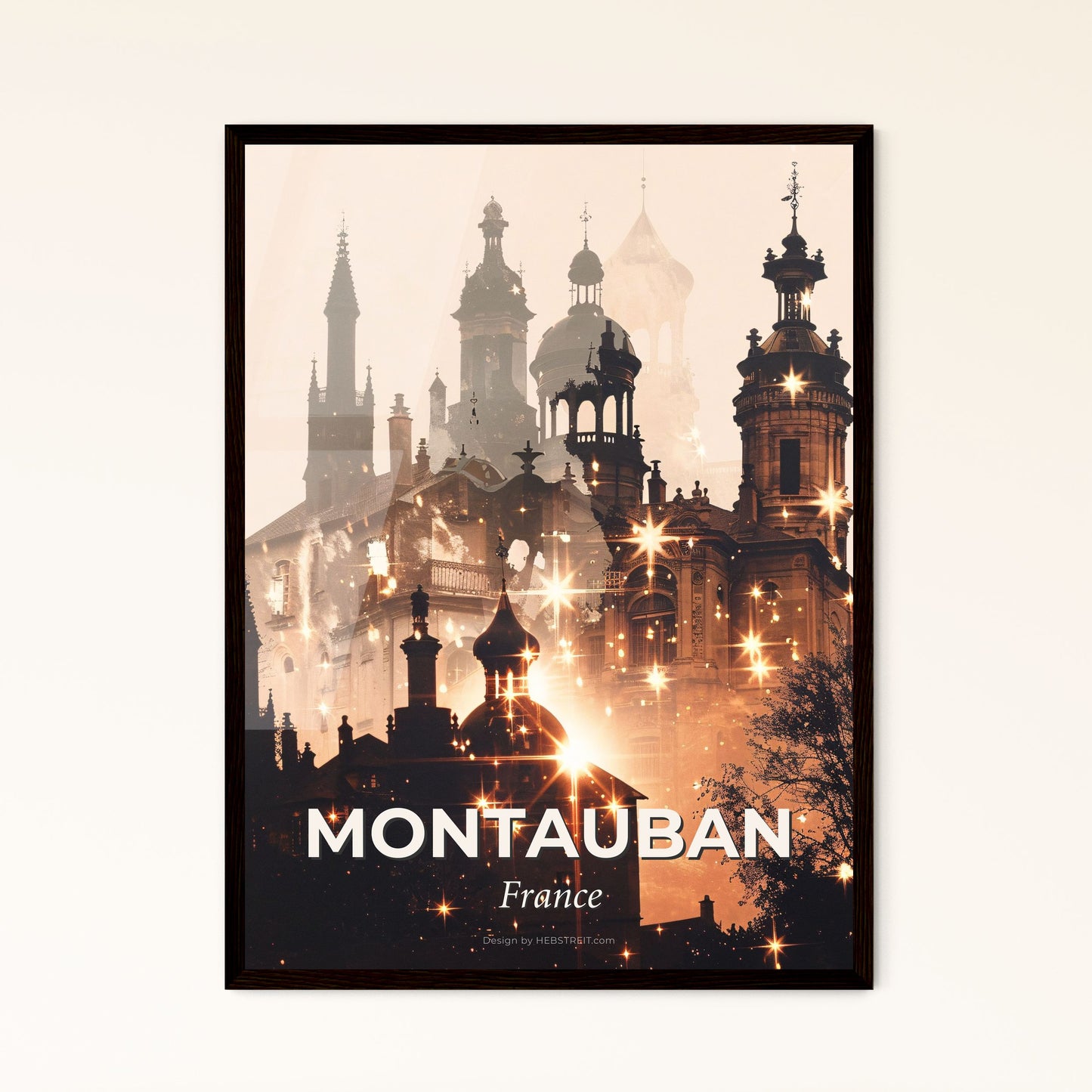 Montauban Skyline Composite Art Poster - A building with many towers and a large building with a large building with a large building with a large building with a large building with a large building with a large building with a large building with a