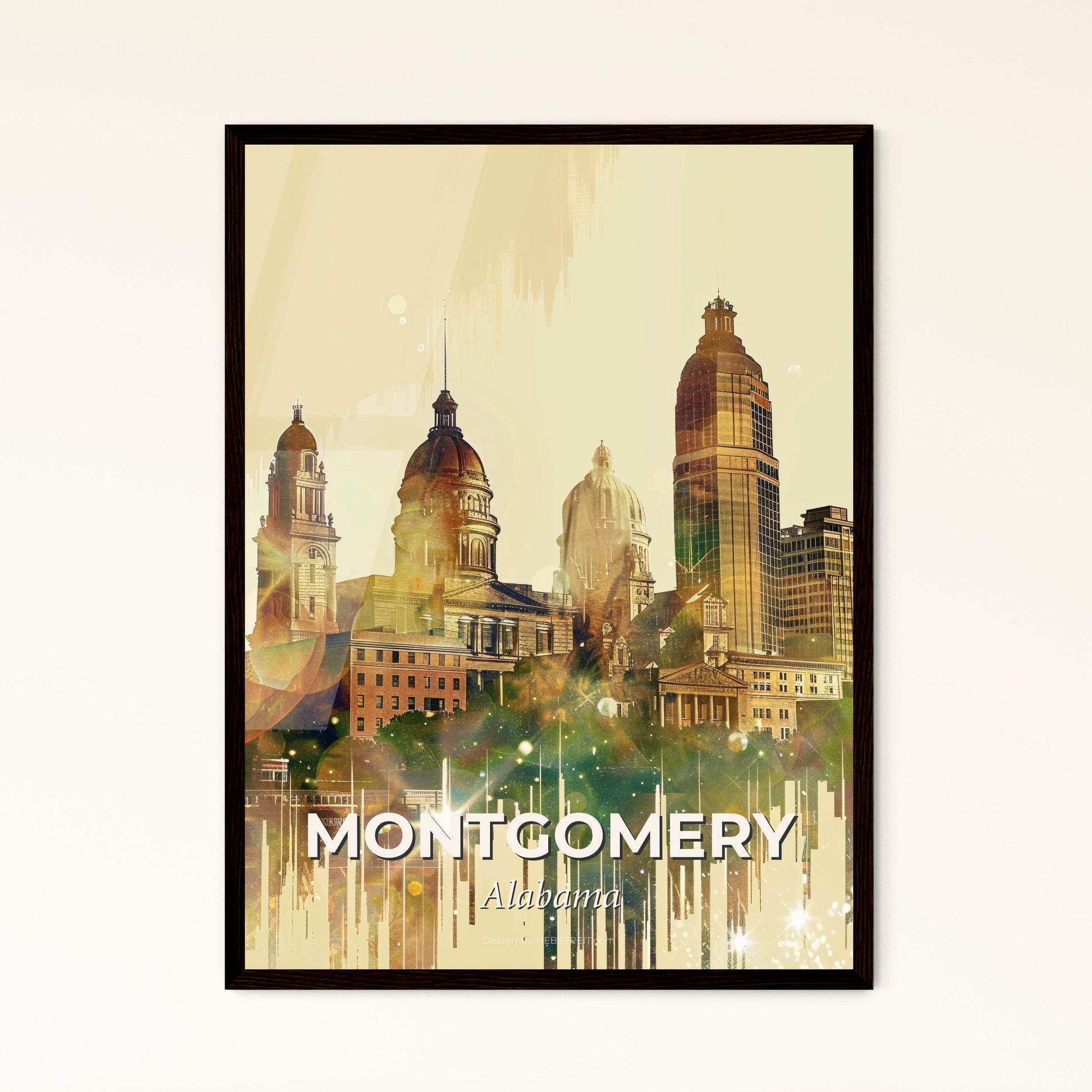 Montgomery City Skyline Composite Art Poster - A city skyline with many tall buildings