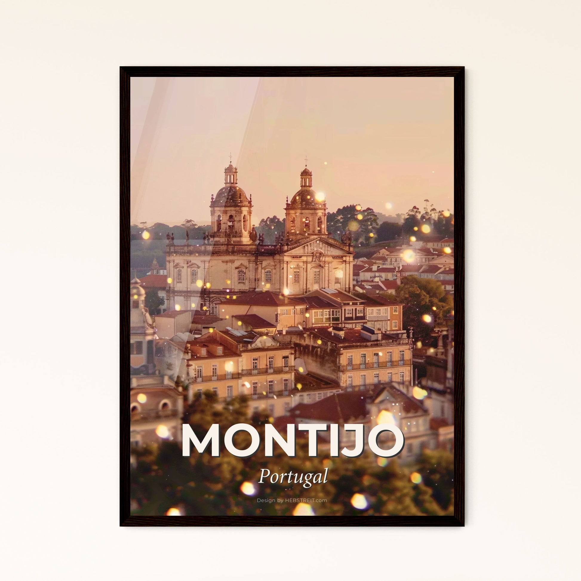 Montijo City Icons Beige Poster - A large building with a dome on top