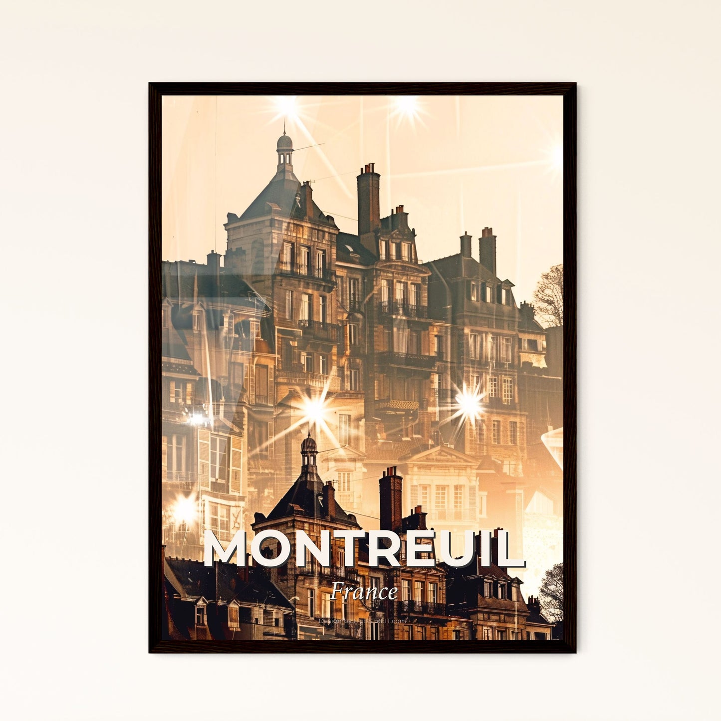 Montreuil Skyline Double Exposure Composite Poster - A building with many windows