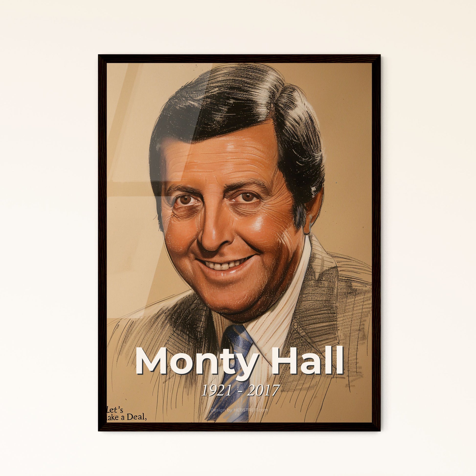 Whimsical Tribute to Monty Hall: A Contemporary Portrait Celebrating the Iconic Game Show Host in Elegant, Dynamic Artwork