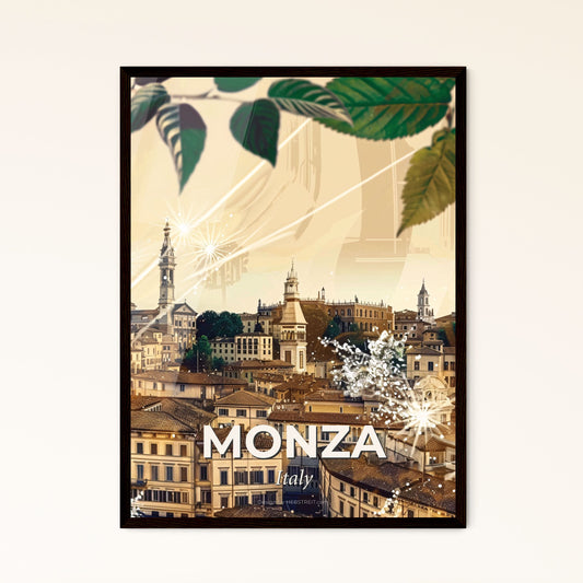 Monza City Skyline Double Exposure Artwork Composite - A city with many buildings and fireworks