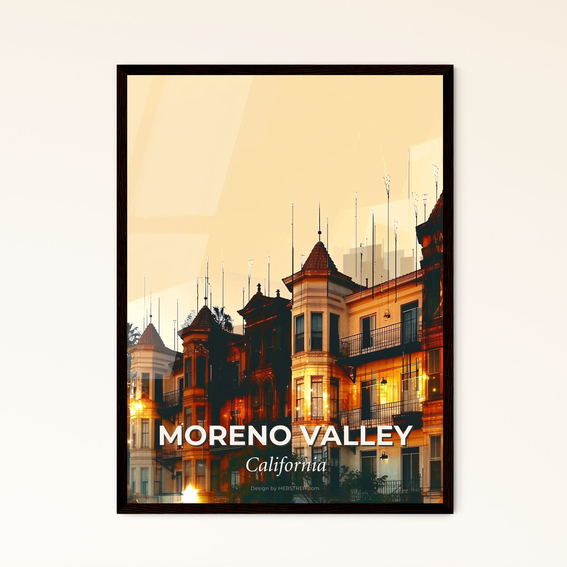 Moreno Valley City Skyline Pop Art Poster - A building with many windows