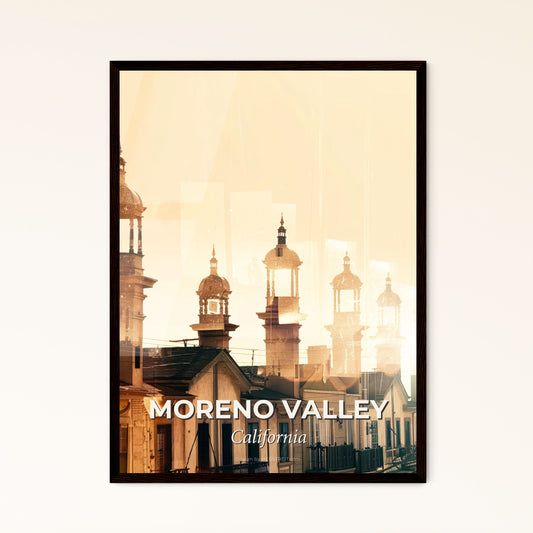 Moreno Valley: City Skyline and Local Icons Poster - A group of buildings with towers