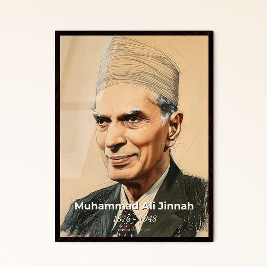 Elegant Contemporary Art Portrait of Muhammad Ali Jinnah: Celebrating Pakistan's Founder with Dynamic Lines and Subtle Hues