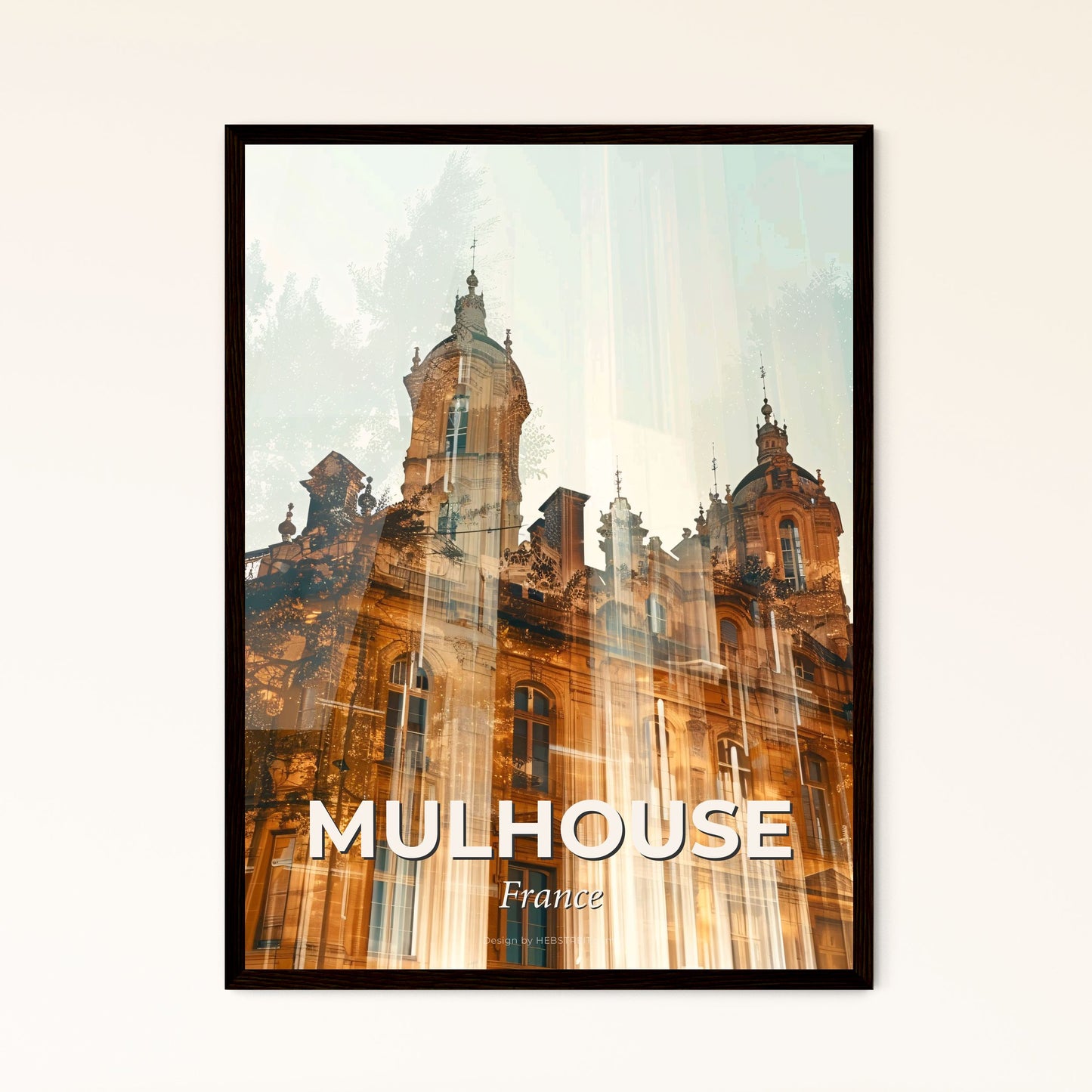 Mulhouse Skyline Composite Art Poster - A building with a tower and a light reflection