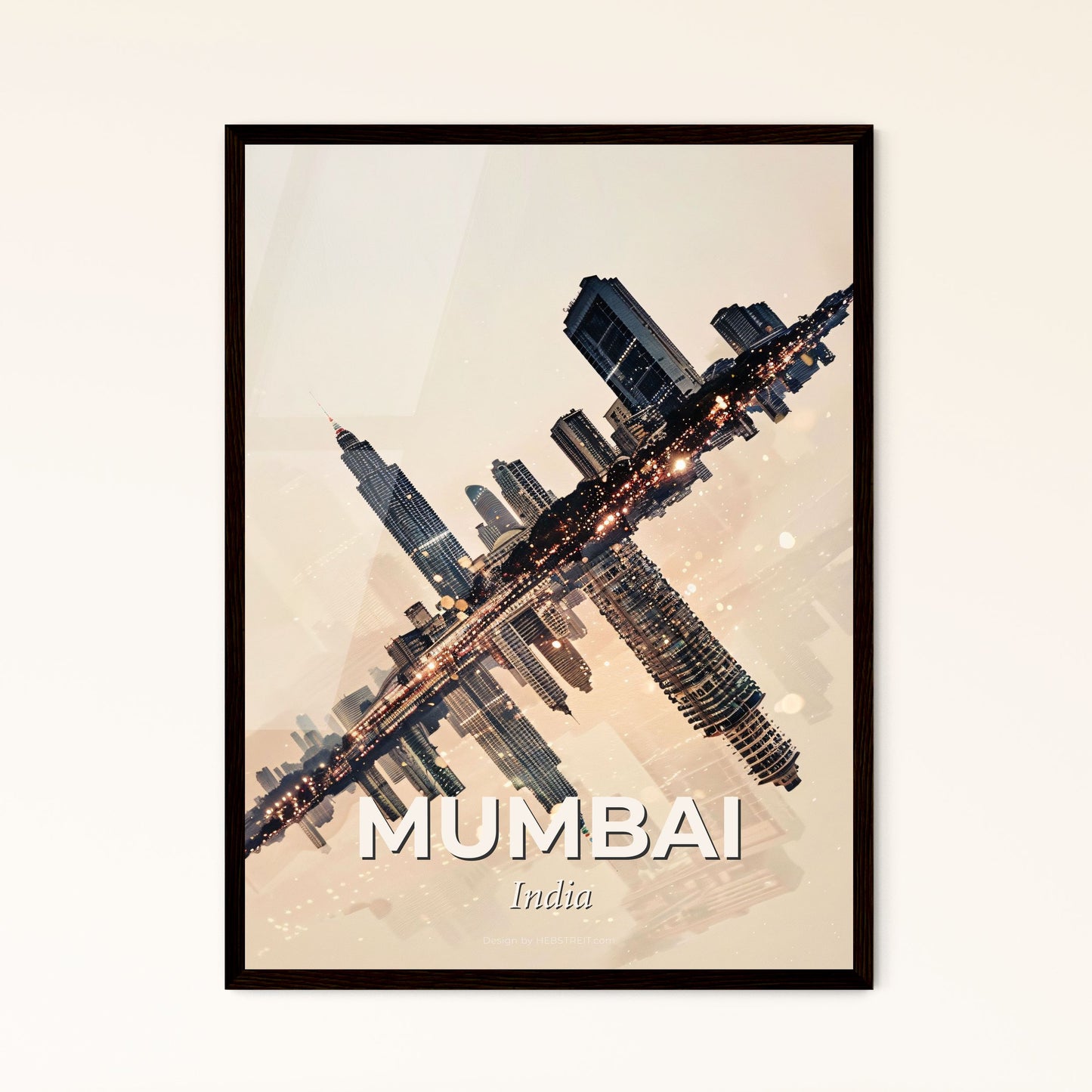 Mumbai: Double Exposure City Skyline Dream - A reflection of a city in water